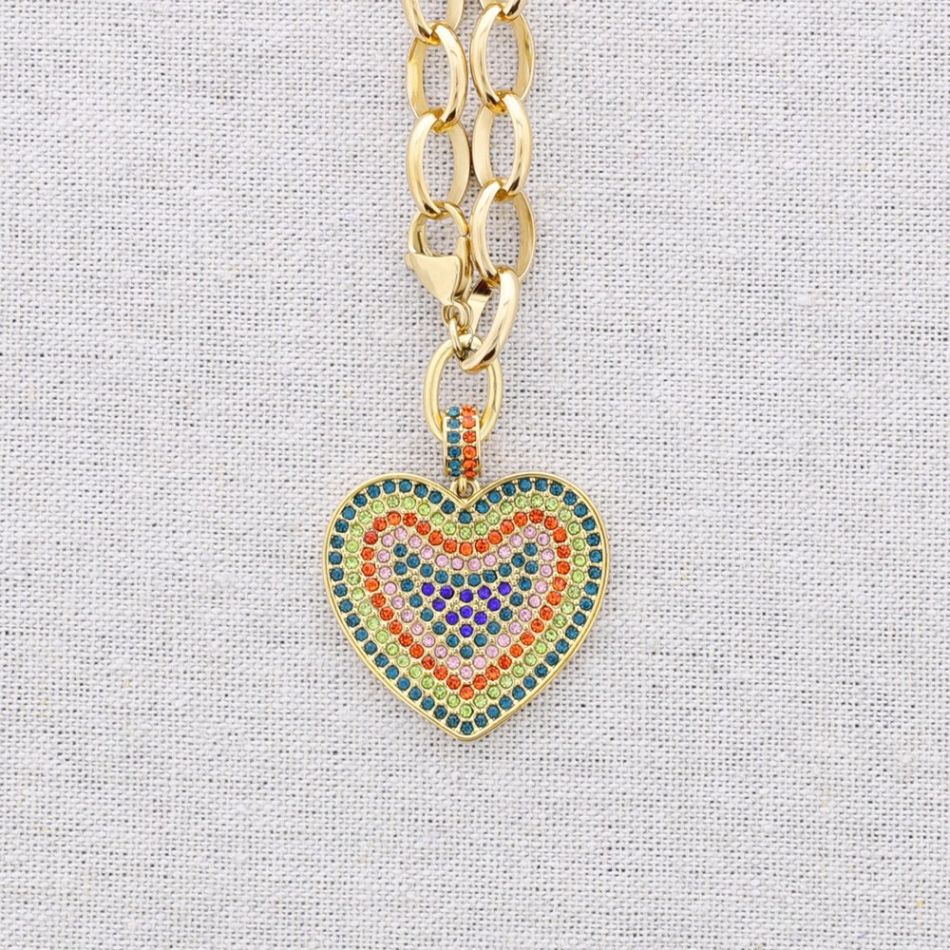 STEEL CHOKER WITH CRYSTAL HEART PENDANT