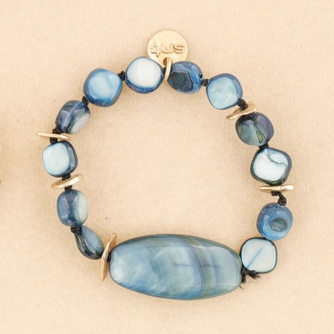 METAL NACRE BEADS ELASTIC BRACELET
