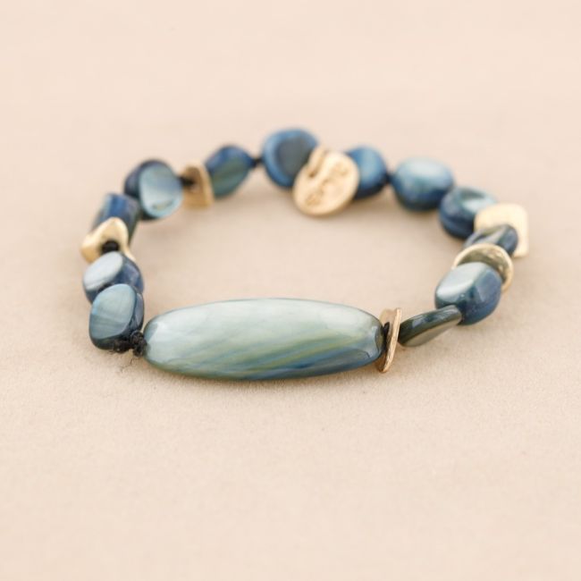 METAL NACRE BEADS ELASTIC BRACELET