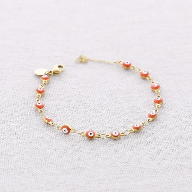 PULSERA ACERO CUENTAS OJOS TURCOS