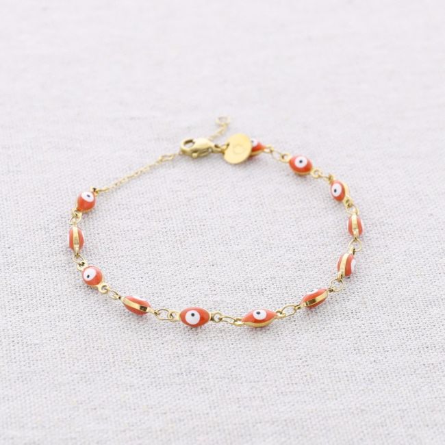 PULSERA ACERO CUENTAS OJOS TURCOS