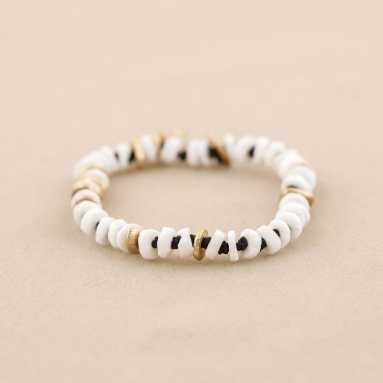 METAL NACRE BEADS ELASTIC BRACELET