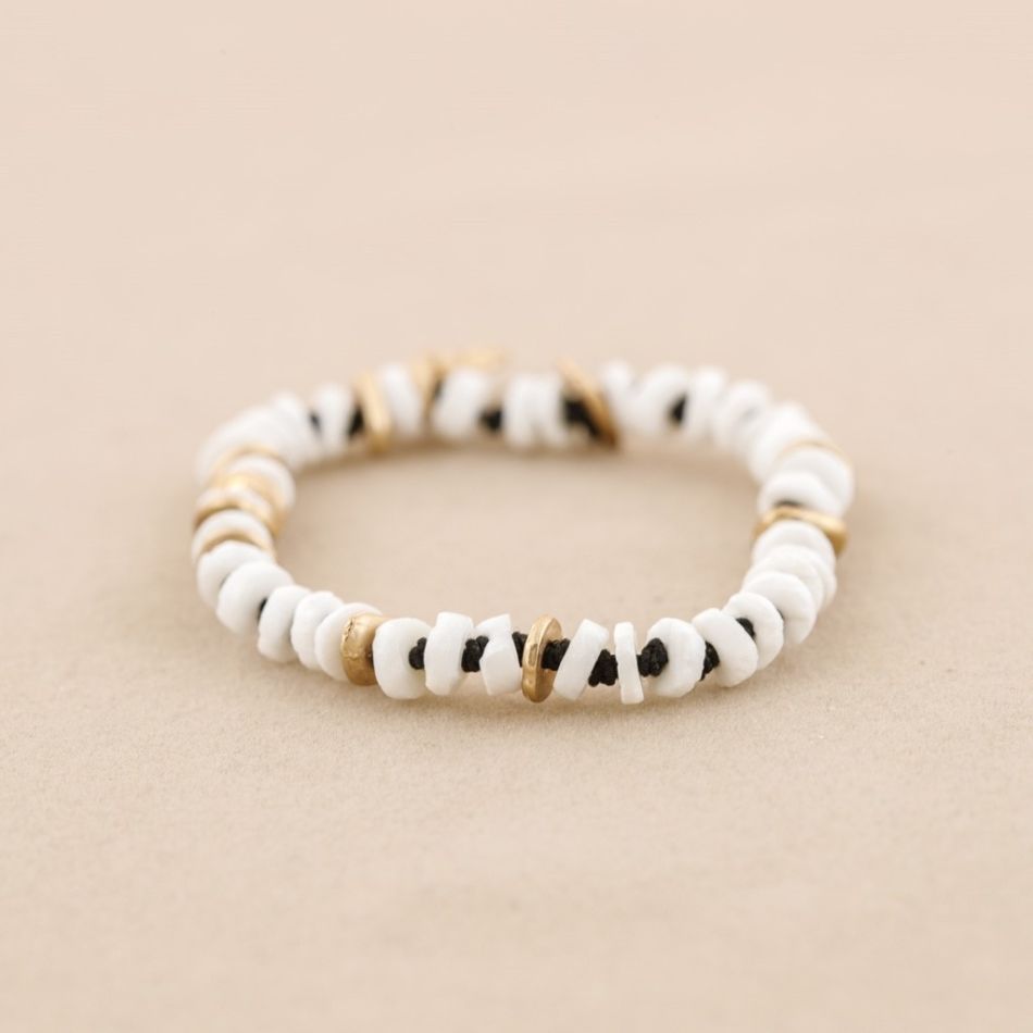 METAL NACRE BEADS ELASTIC BRACELET