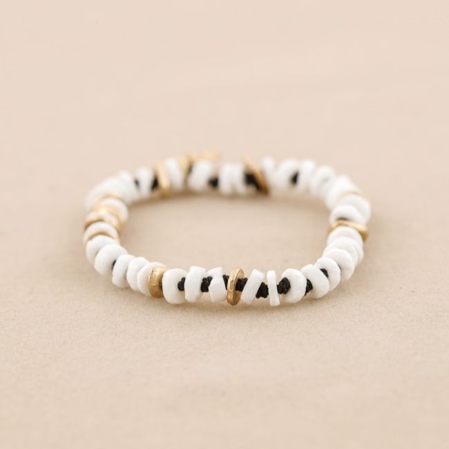 METAL NACRE BEADS ELASTIC BRACELET