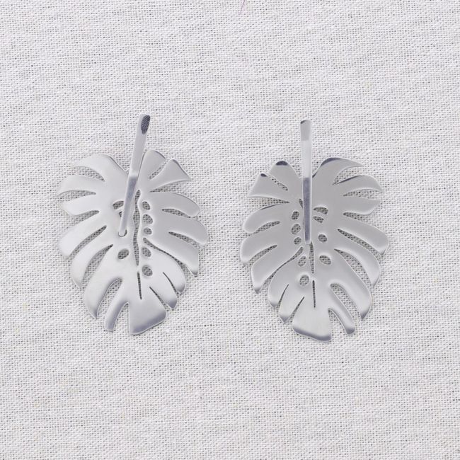 CHEESE PLANT LEAF PENDANT STEEL EARRINGS