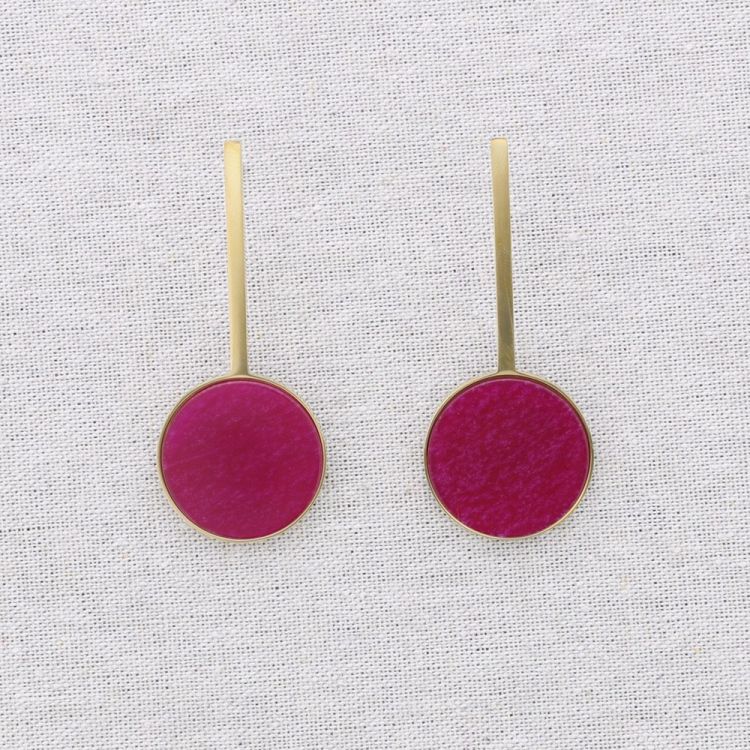 PENDIENTES ACERO COLGANTE MEDALLITA PIEDRA