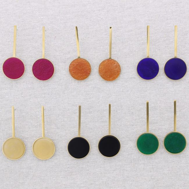 PENDIENTES ACERO COLGANTE MEDALLITA PIEDRA