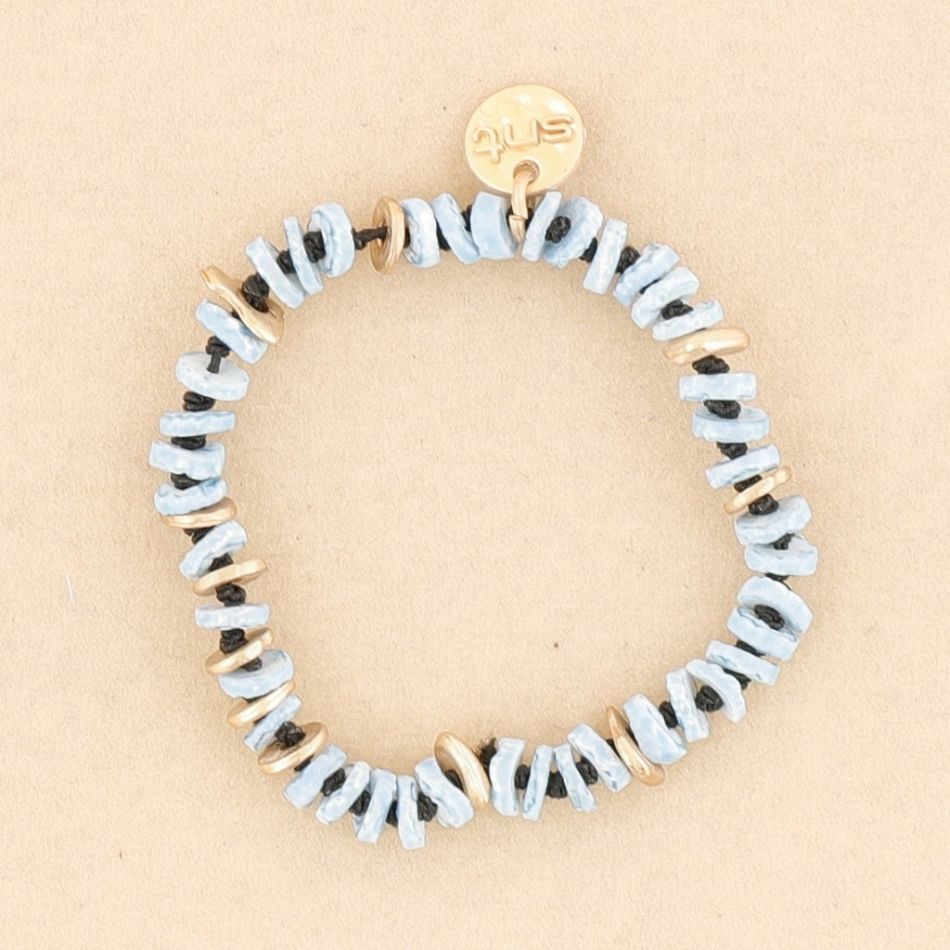 METAL NACRE BEADS ELASTIC BRACELET