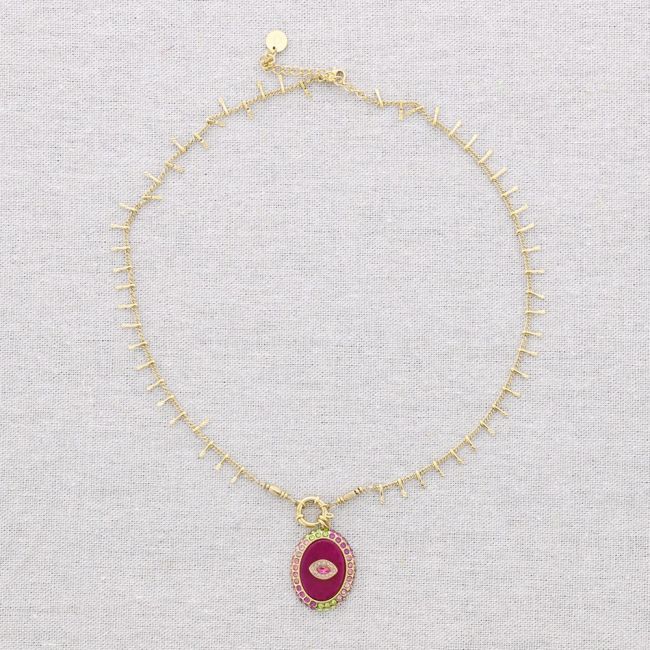 STEEL CHOKER WITH HEART PENDANT TURKISH STONE EYE