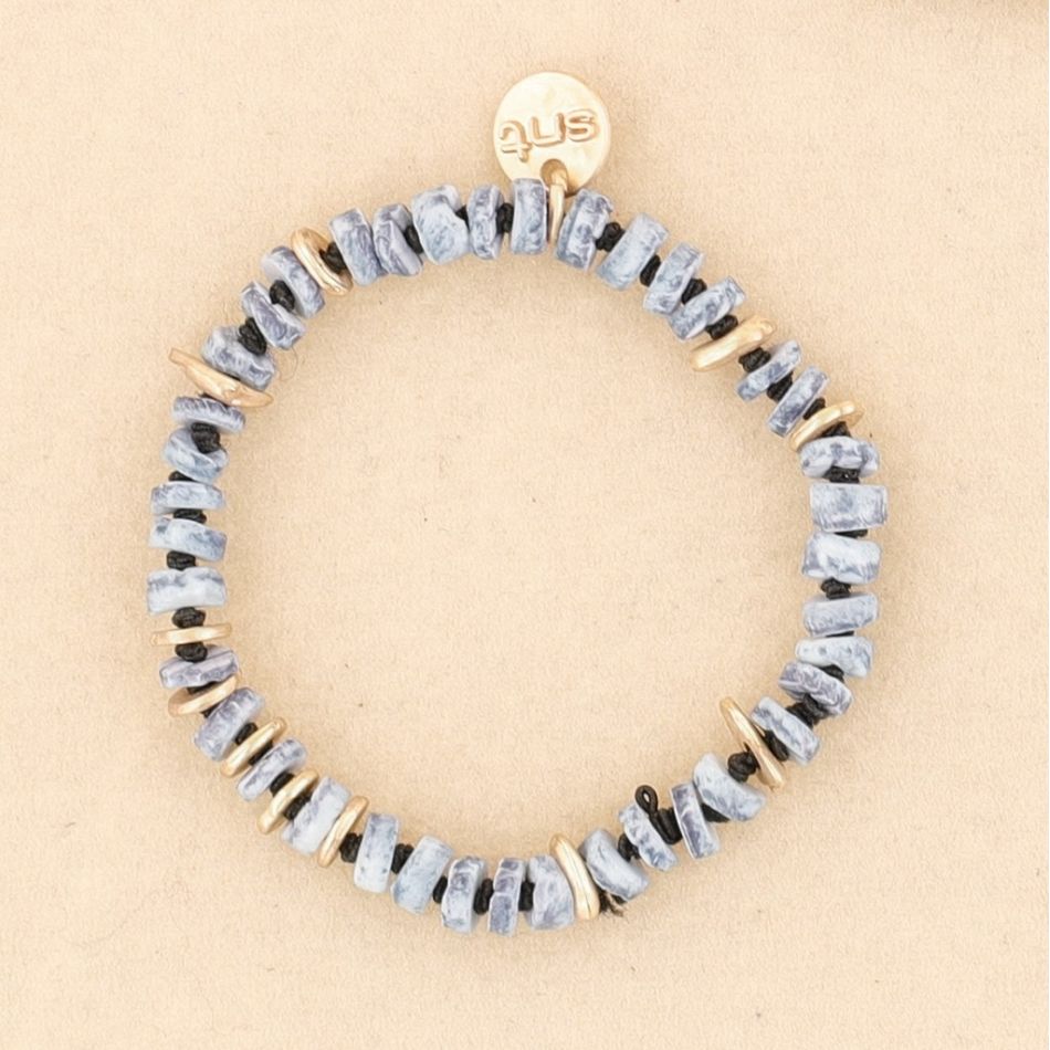 METAL NACRE BEADS ELASTIC BRACELET