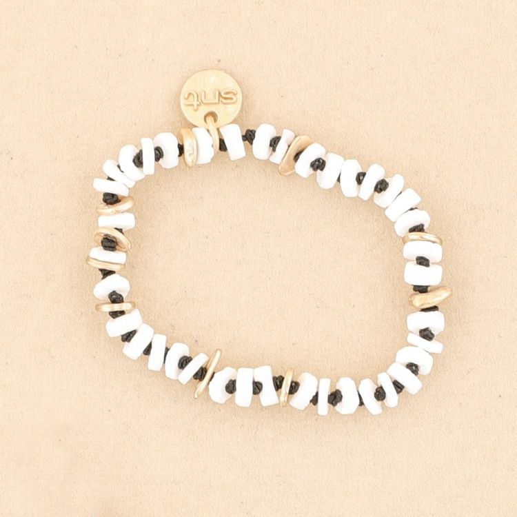 PULSERA ELÁSTICA CUENTAS  NÁCAR METAL 2