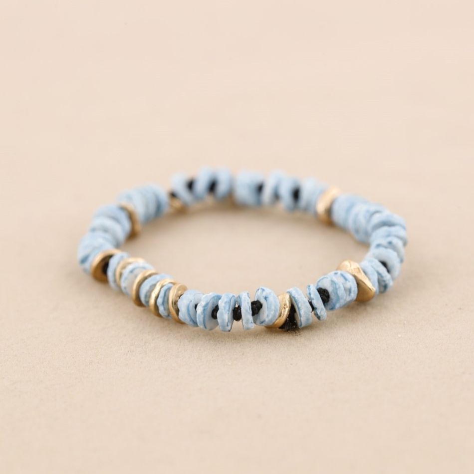 METAL NACRE BEADS ELASTIC BRACELET