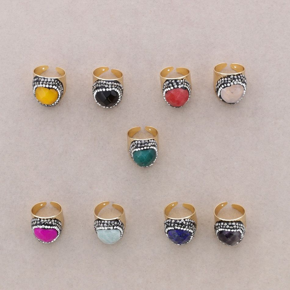 BRONZE STONE CRYSTALS RING