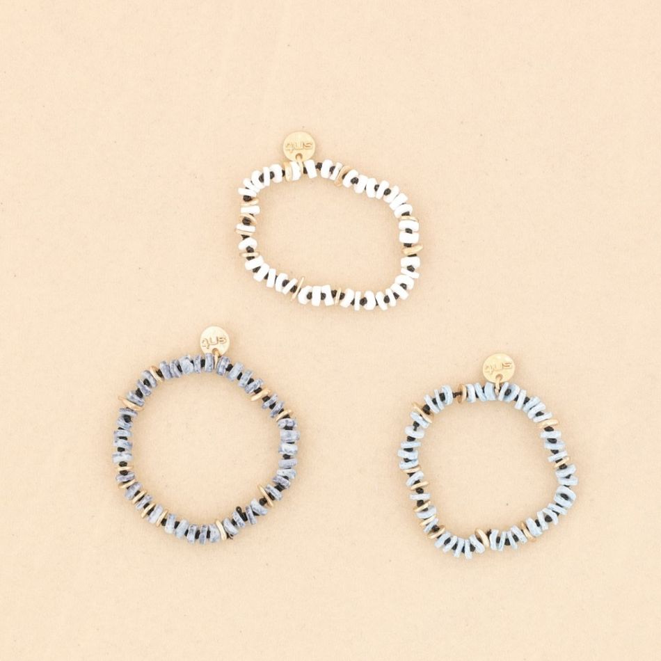 METAL NACRE BEADS ELASTIC BRACELET