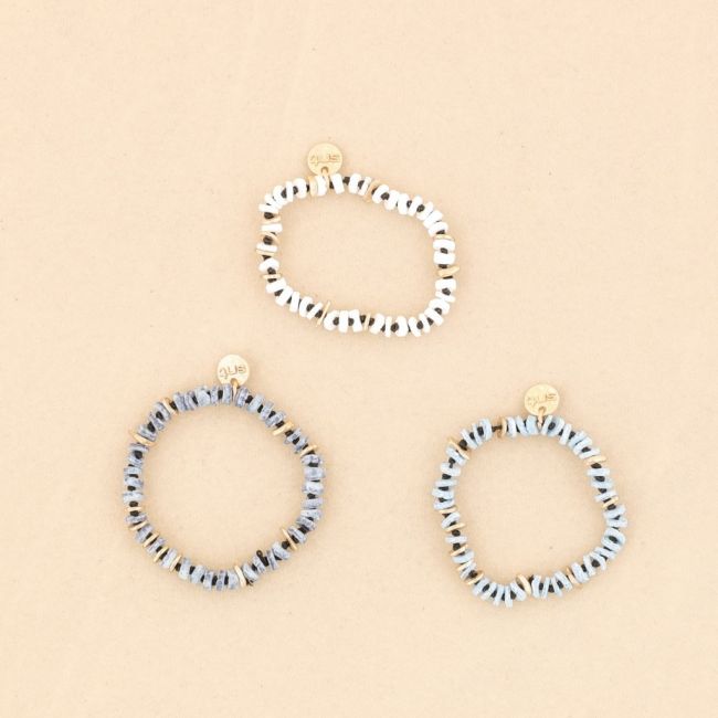 METAL NACRE BEADS ELASTIC BRACELET