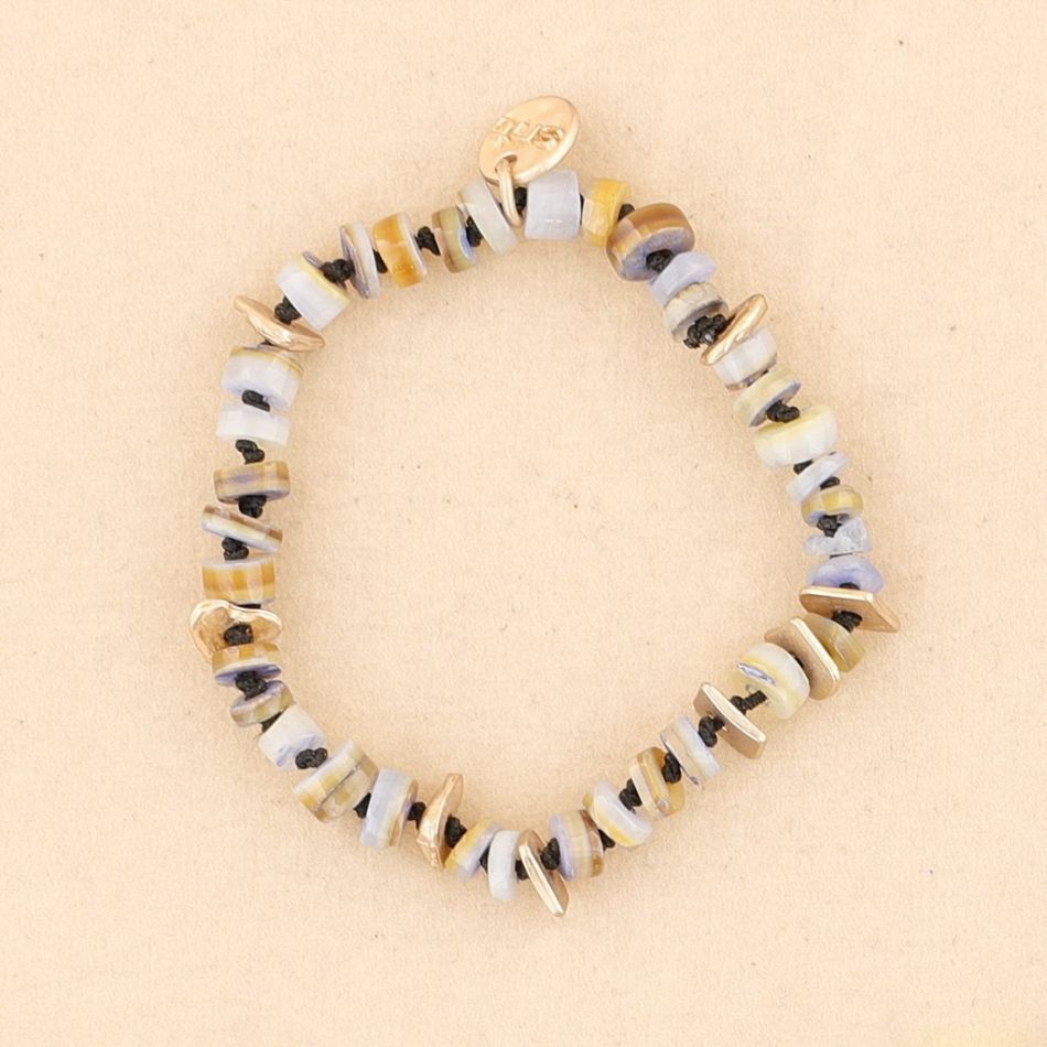METAL NACRE BEADS ELASTIC BRACELET