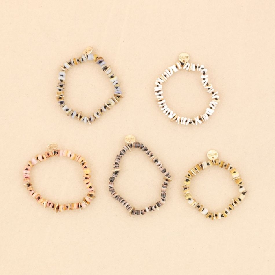 METAL NACRE BEADS ELASTIC BRACELET