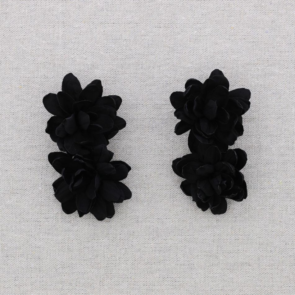 PENDIENTES ACERO DOBLE FLOR TELA