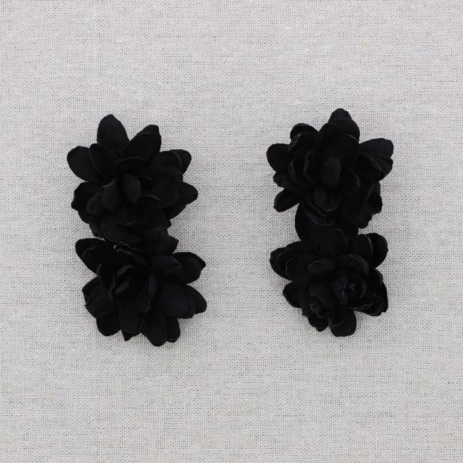 PENDIENTES ACERO DOBLE FLOR TELA