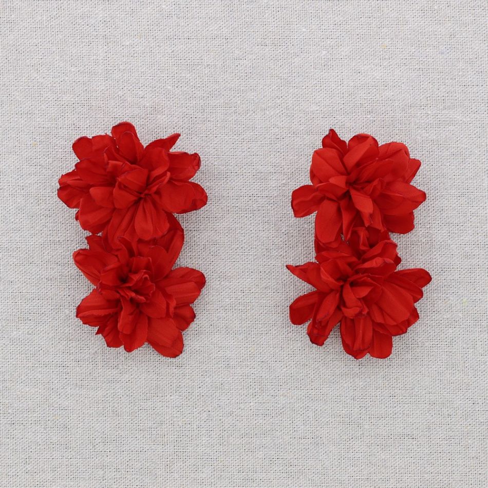 PENDIENTES ACERO DOBLE FLOR TELA