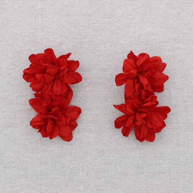 PENDIENTES ACERO DOBLE FLOR TELA