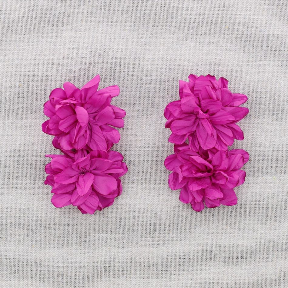 PENDIENTES ACERO DOBLE FLOR TELA