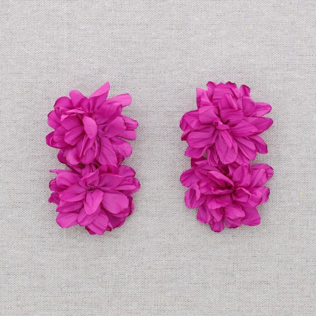 PENDIENTES ACERO DOBLE FLOR TELA