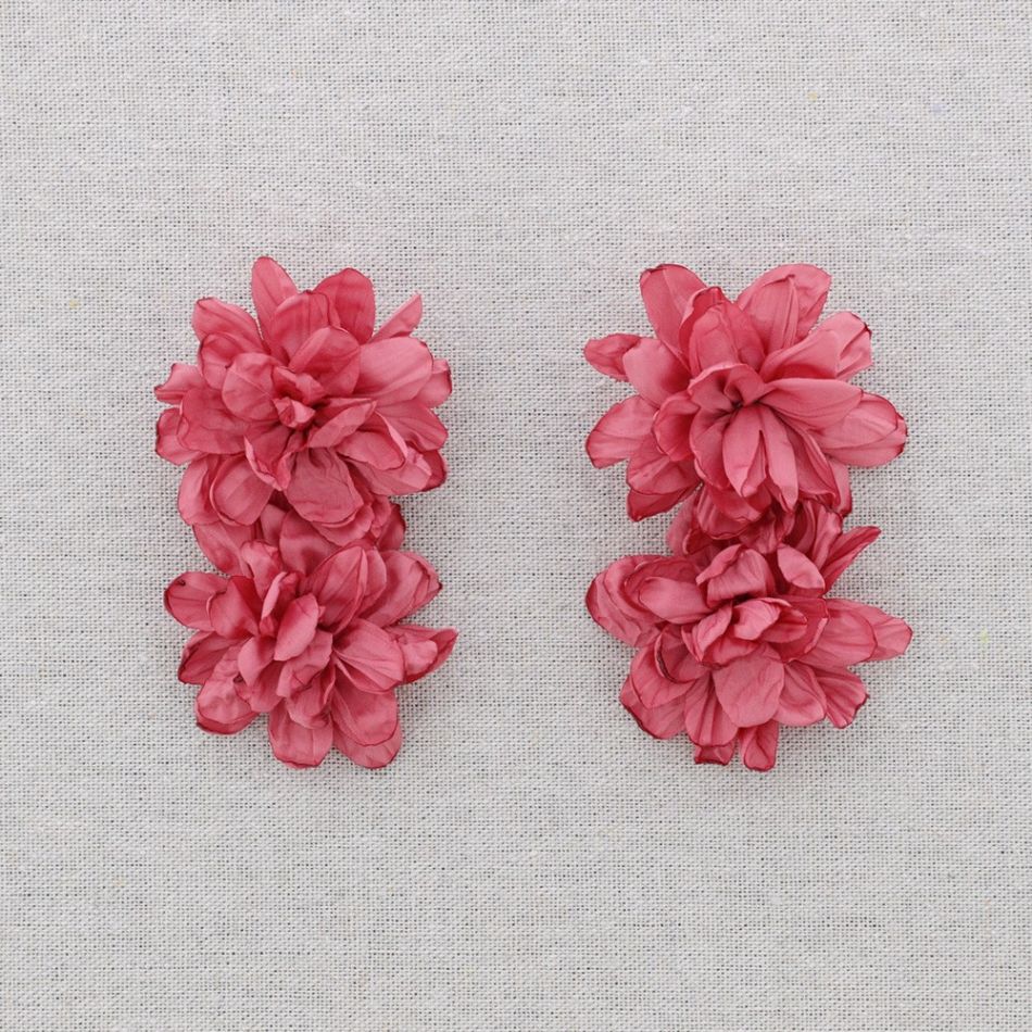 PENDIENTES ACERO DOBLE FLOR TELA