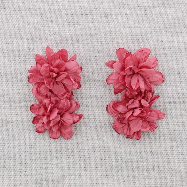 PENDIENTES ACERO DOBLE FLOR TELA