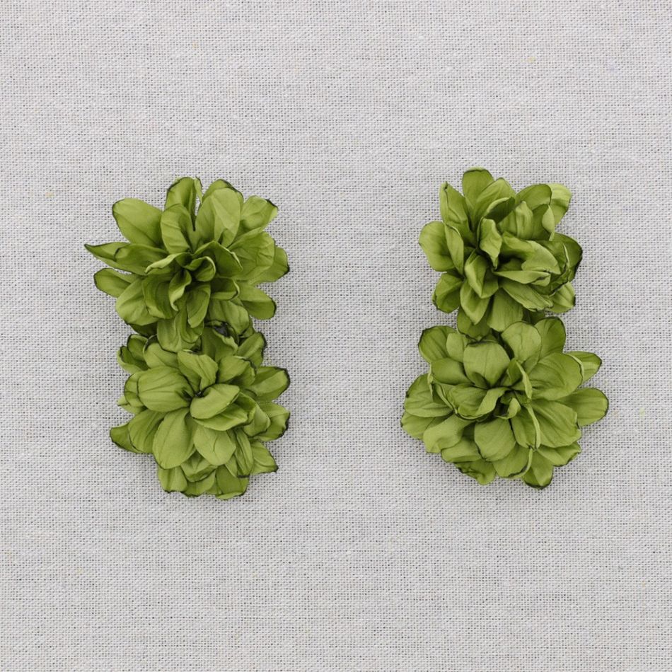 PENDIENTES ACERO DOBLE FLOR TELA