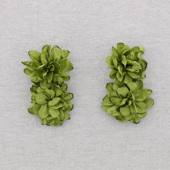PENDIENTES ACERO DOBLE FLOR TELA