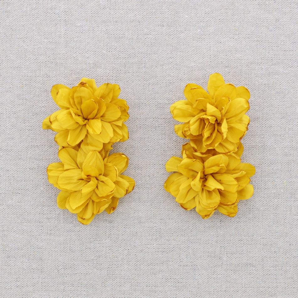 PENDIENTES ACERO DOBLE FLOR TELA