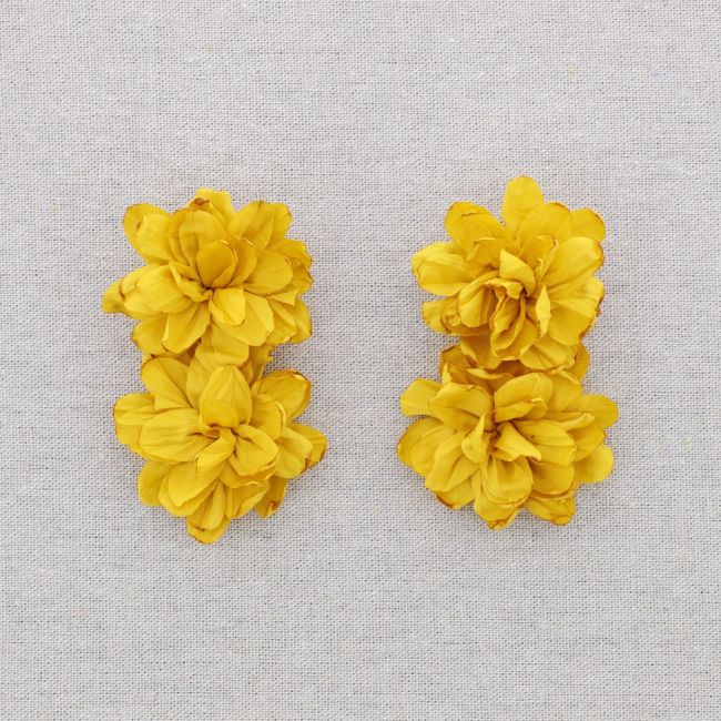 PENDIENTES ACERO DOBLE FLOR TELA