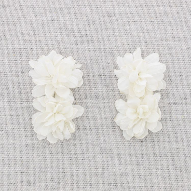 PENDIENTES ACERO DOBLE FLOR TELA