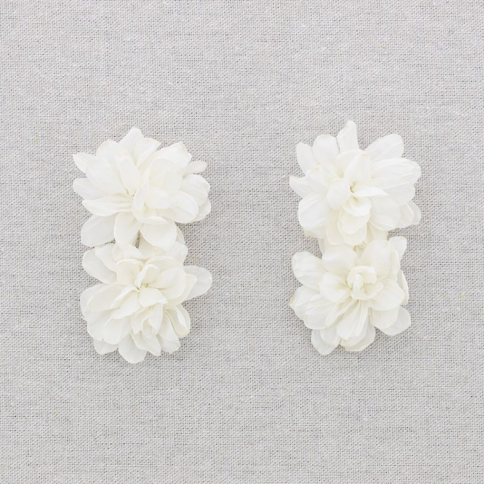 PENDIENTES ACERO DOBLE FLOR TELA
