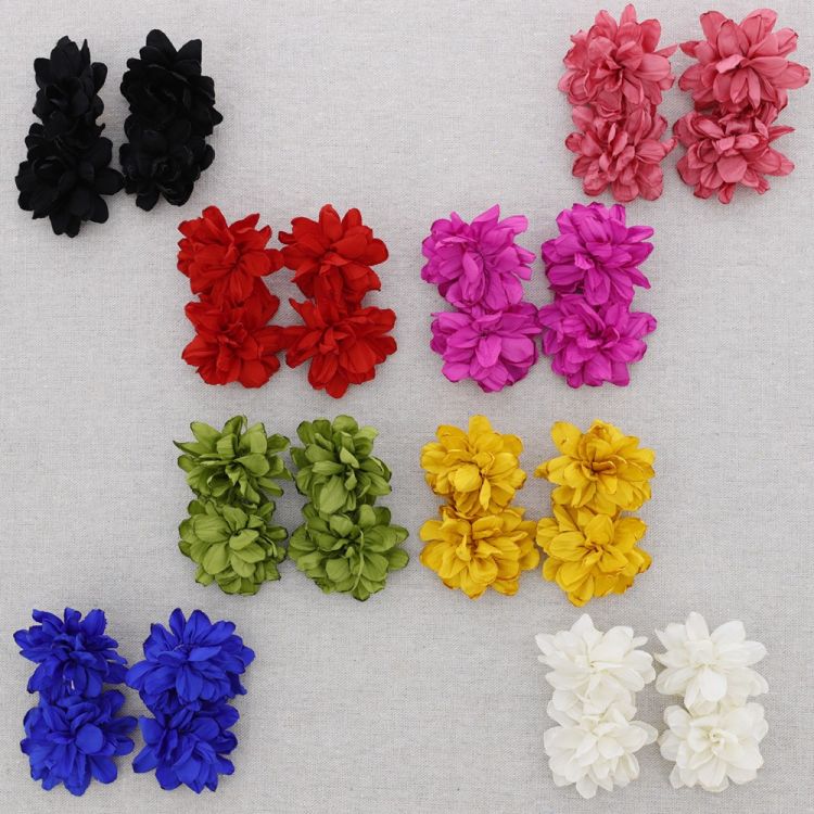 DOUBLE FABRIC FLOWER EARRINGS 2