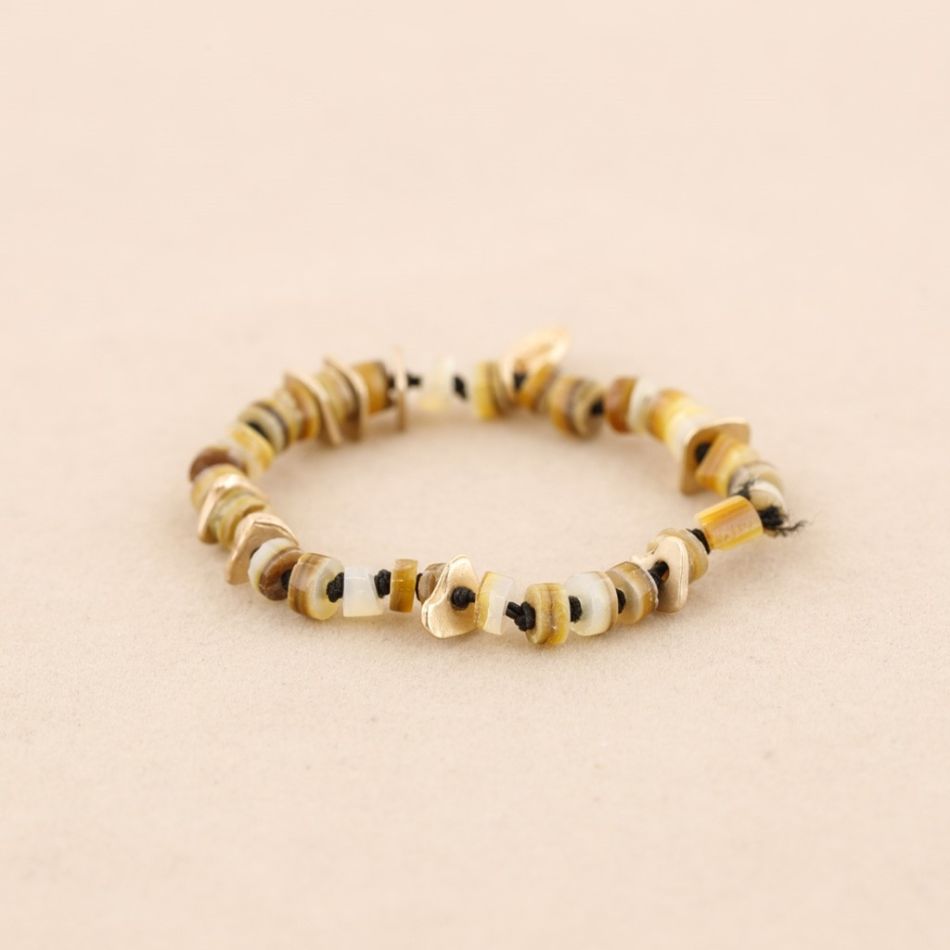 METAL NACRE BEADS ELASTIC BRACELET