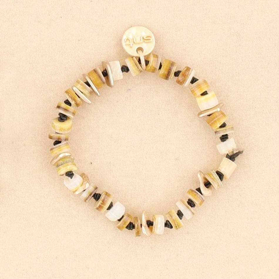 METAL NACRE BEADS ELASTIC BRACELET