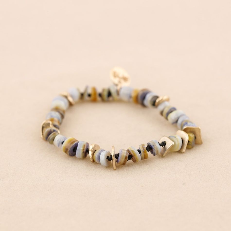 METAL NACRE BEADS ELASTIC BRACELET