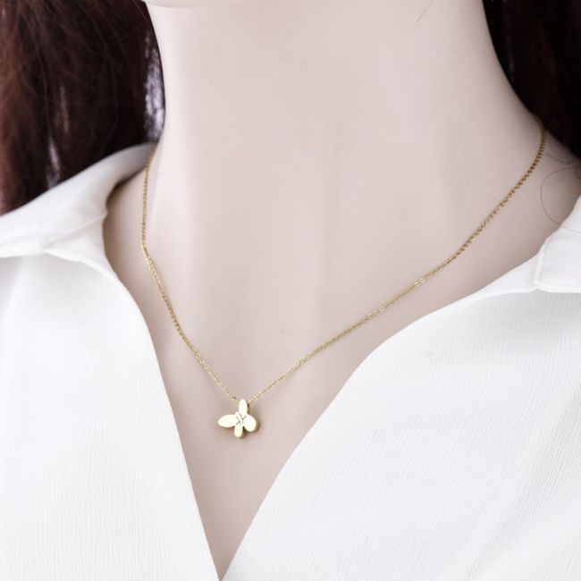 BUTTERFLY PENDANT STEEL SHORT NECKLACE