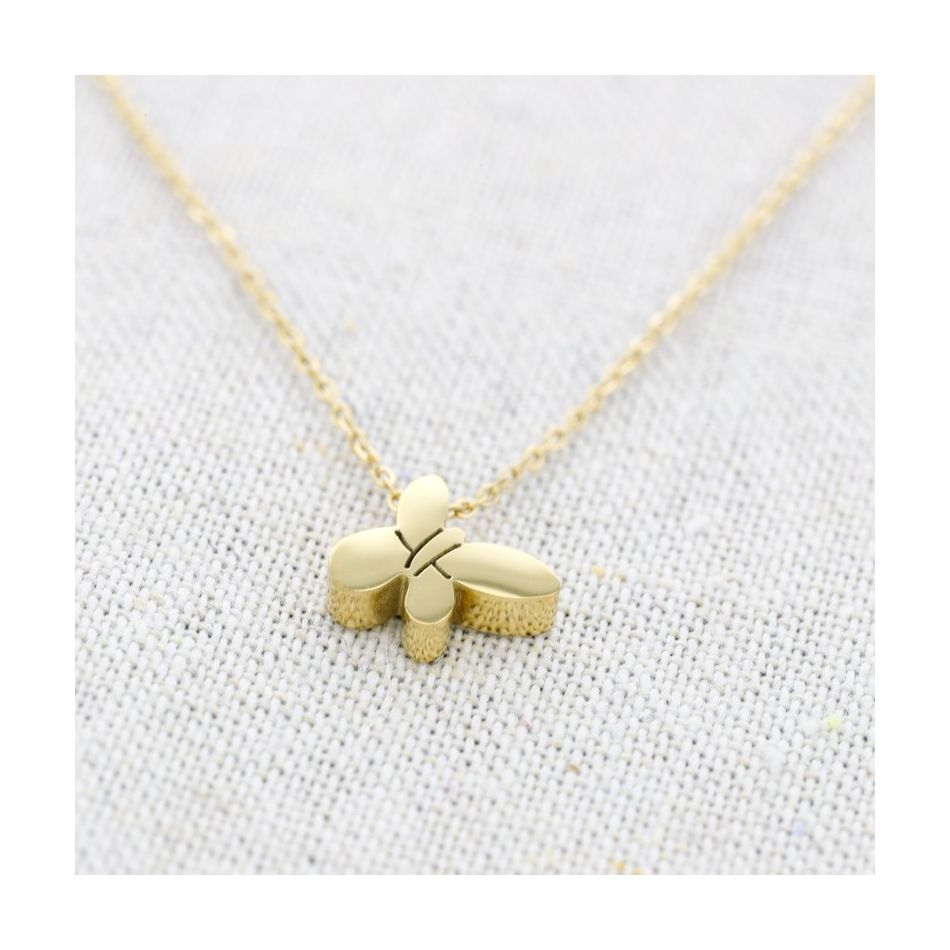 BUTTERFLY PENDANT STEEL SHORT NECKLACE