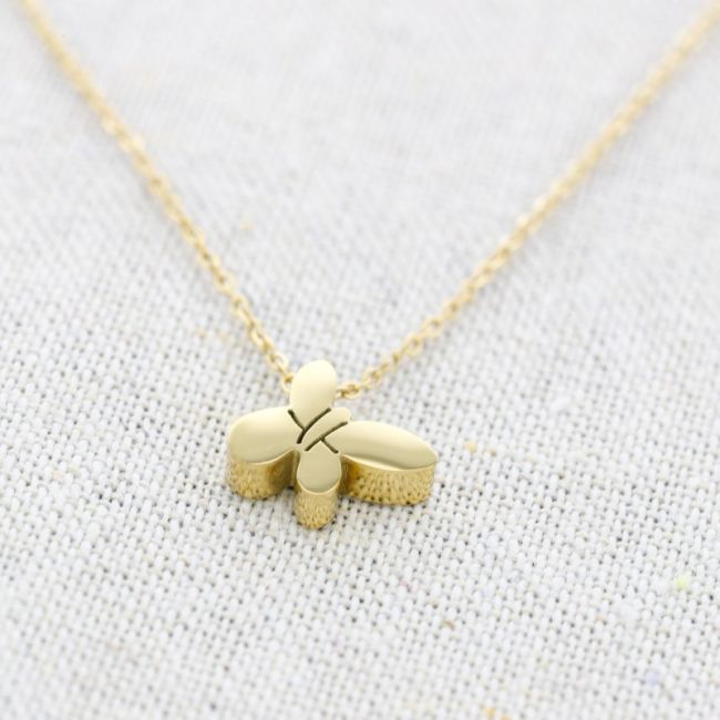 BUTTERFLY PENDANT STEEL SHORT NECKLACE