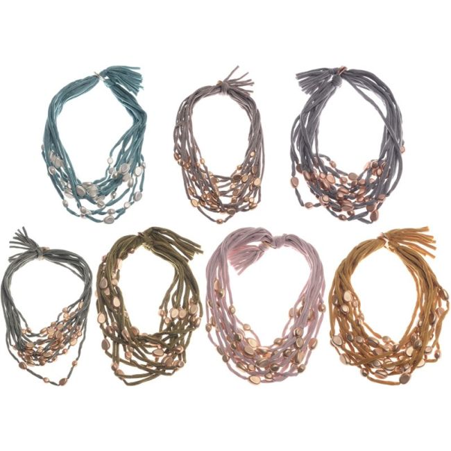 FABRIC TUBES CHOKER WITH BALLS METAL FINISH