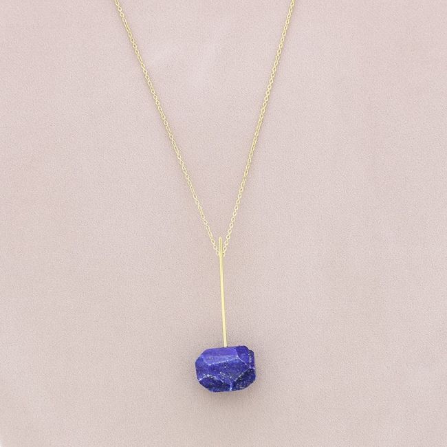 STONE BAR STEEL SHORT NECKLACE