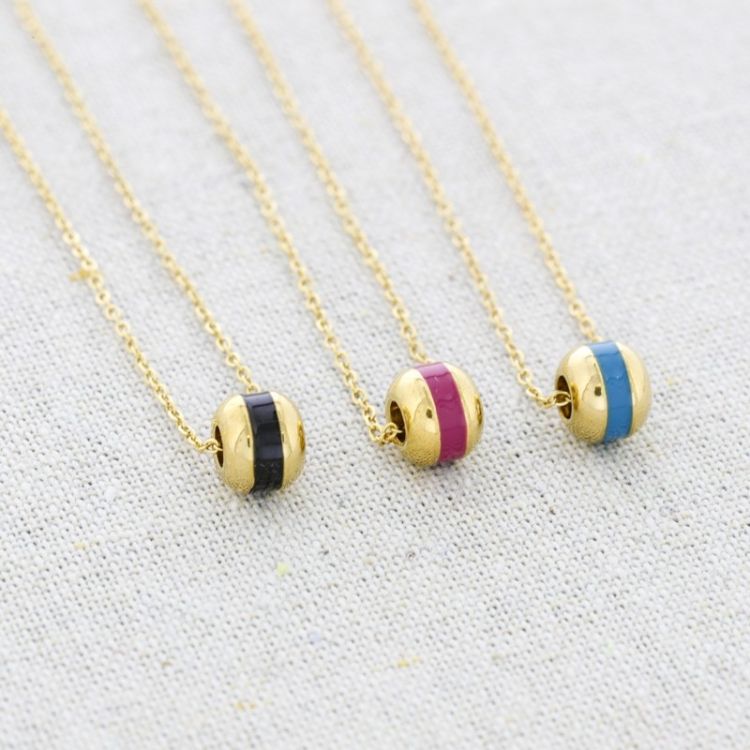 STEEL ENAMEL BALL SHORT NECKLACE 2