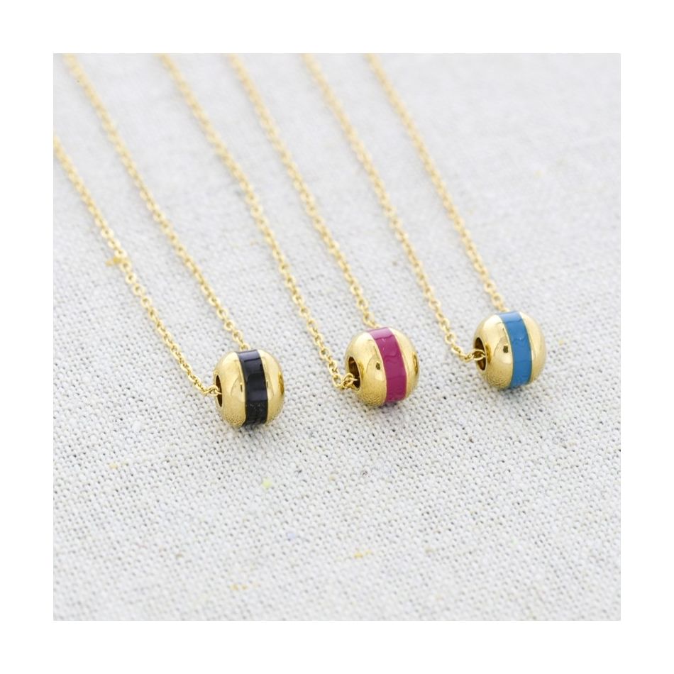 STEEL ENAMEL BALL SHORT NECKLACE