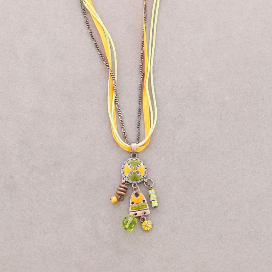 COLLAR COLG. ESMALTE CRISTAL ABALORIOS