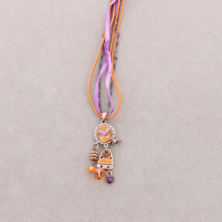 PENDANT NECKLACE ENAMEL CRYSTAL BEADS 2
