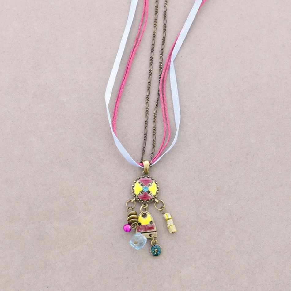 COLLAR COLG. ESMALTE CRISTAL ABALORIOS