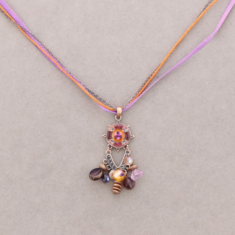 PENDANT NECKLACE ENAMEL CRYSTAL BEADS 2